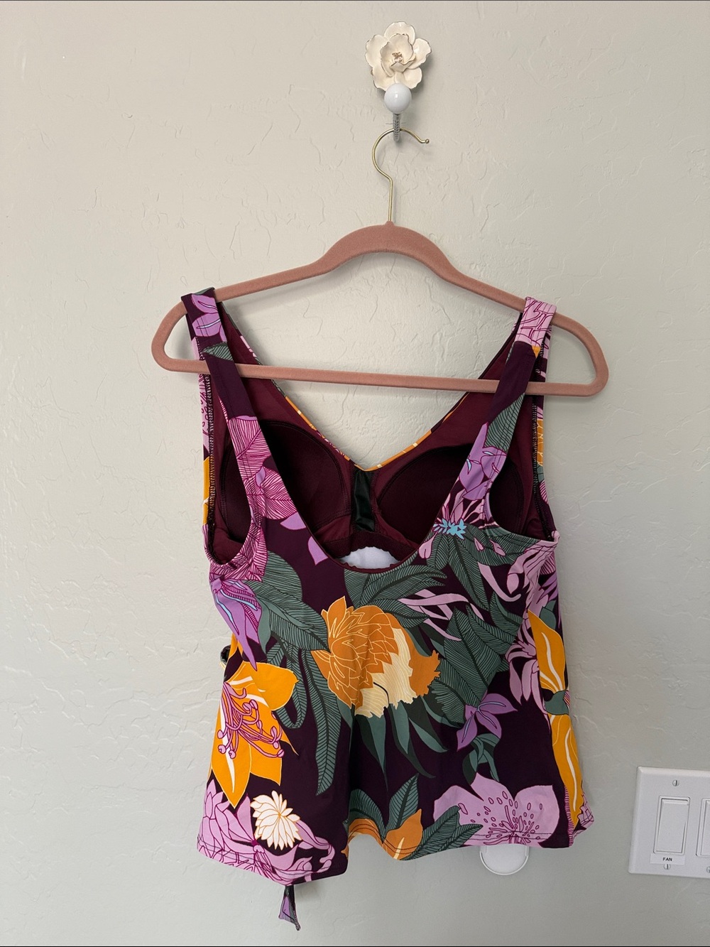 Lands' End Floral tankini in Purple, Yellow and Green - Picture 3 of 4